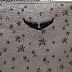 Zadig and Voltaire Grey Printed Leather Clutch