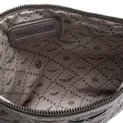 Zadig and Voltaire Grey Printed Leather Clutch