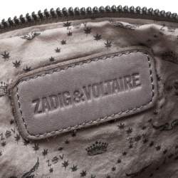 Zadig and Voltaire Grey Printed Leather Clutch