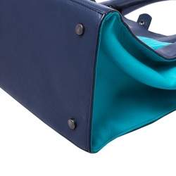 Pre Owned Zadig and Voltaire Blue/Green Leather Large Candide Tote