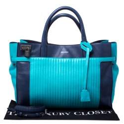 Pre Owned Zadig and Voltaire Blue/Green Leather Large Candide Tote