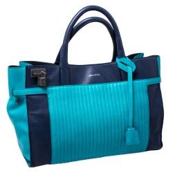 Pre Owned Zadig and Voltaire Blue/Green Leather Large Candide Tote