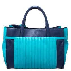 Pre Owned Zadig and Voltaire Blue/Green Leather Large Candide Tote
