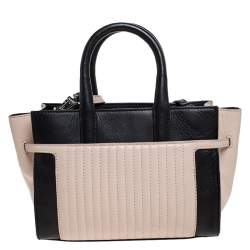 Pre Owned Zadig and Voltaire Beige/Black Leather XS Candide Tote