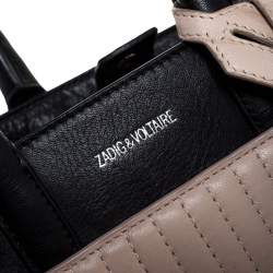 Pre Owned Zadig and Voltaire Beige/Black Leather XS Candide Tote