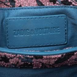 Zadig and Voltaire Pink/Blue Fabric and Leather Shoulder Bag