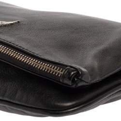 Pre Owned Zadig & Voltaire Black Leather Rock Foldover Crossbody Bag