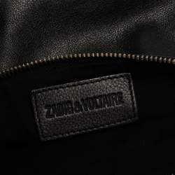 Pre Owned Zadig & Voltaire Black Leather Rock Foldover Crossbody Bag