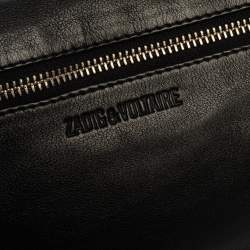 Pre Owned Zadig & Voltaire Black Leather Rock Foldover Crossbody Bag