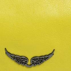 Pre Owned Zadig & Voltaire Yellow Leather Rock Foldover Crossbody Bag