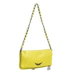 Pre Owned Zadig & Voltaire Yellow Leather Rock Foldover Crossbody Bag