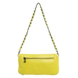 Pre Owned Zadig & Voltaire Yellow Leather Rock Foldover Crossbody Bag