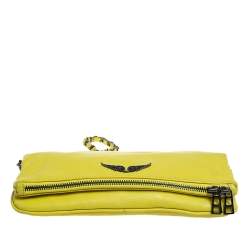 Pre Owned Zadig & Voltaire Yellow Leather Rock Foldover Crossbody Bag
