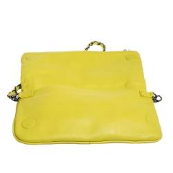 Pre Owned Zadig & Voltaire Yellow Leather Rock Foldover Crossbody Bag
