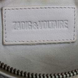 Pre Owned Zadig and Voltaire White Leather Rocky Foldover Shoulder Bag