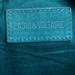 Pre Owned Zadig and Voltaire Teal Blue Suede Rocky Foldover Shoulder Bag