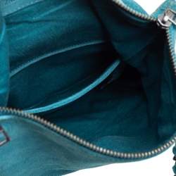 Pre Owned Zadig and Voltaire Teal Blue Suede Rocky Foldover Shoulder Bag