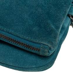 Pre Owned Zadig and Voltaire Teal Blue Suede Rocky Foldover Shoulder Bag
