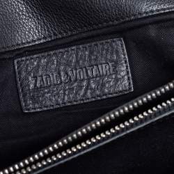 Pre Owned Zadig & Voltaire Black Leather Studded Crossbody Bag