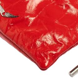 Zadig and Voltaire Red Patent Leather Ring Handle Clutch 