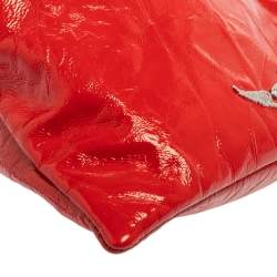 Zadig and Voltaire Red Patent Leather Ring Handle Clutch 