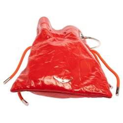 Zadig and Voltaire Red Patent Leather Ring Handle Clutch 