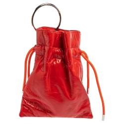 Zadig and Voltaire Red Patent Leather Ring Handle Clutch 