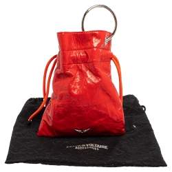 Zadig and Voltaire Red Patent Leather Ring Handle Clutch 