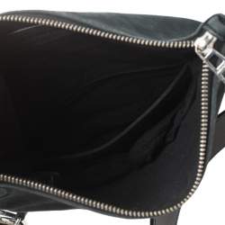 Pre Owned Zadig & Voltaire Black Nubuck Leather Fold Over Zip Studded Shoulder Bag