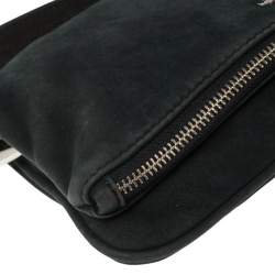 Pre Owned Zadig & Voltaire Black Nubuck Leather Fold Over Zip Studded Shoulder Bag