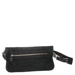 Pre Owned Zadig & Voltaire Black Nubuck Leather Fold Over Zip Studded Shoulder Bag