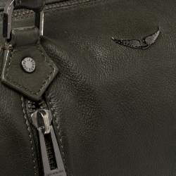 Pre Owned Zadig & Voltaire Dark Green Leather Sunny Boston Bag