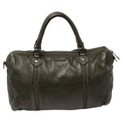 Pre Owned Zadig & Voltaire Dark Green Leather Sunny Boston Bag