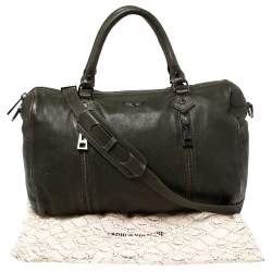 Pre Owned Zadig & Voltaire Dark Green Leather Sunny Boston Bag
