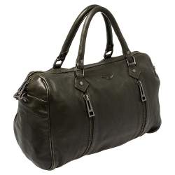 Pre Owned Zadig & Voltaire Dark Green Leather Sunny Boston Bag