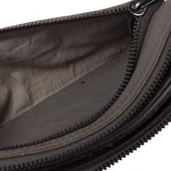 Pre Owned Zadig and Voltaire Grey Leather Skull Studded Wristlet Pouch