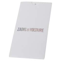 Pre Owned Zadig and Voltaire Grey Leather Skull Studded Wristlet Pouch