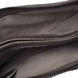 Pre Owned Zadig and Voltaire Grey Leather Skull Studded Wristlet Pouch