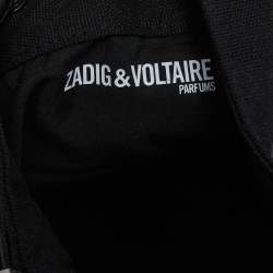 Zadig and Voltaire Black Canvas And Embossed Leather Bucket Bag