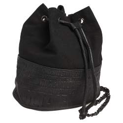 Zadig and Voltaire Black Canvas And Embossed Leather Bucket Bag