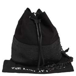 Zadig and Voltaire Black Canvas And Embossed Leather Bucket Bag