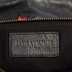 Pre Owned Zadig and Voltaire Black Leather Skeleton And Guitar Crossbody Bag