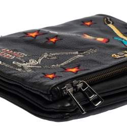 Pre Owned Zadig and Voltaire Black Leather Skeleton And Guitar Crossbody Bag