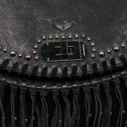 Zadig and Voltaire Black Leather and Suede Fringe Shoulder Bag