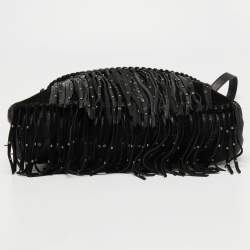 Zadig and Voltaire Black Leather and Suede Fringe Shoulder Bag