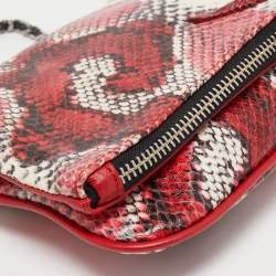 Zadig & Voltaire Red Python Embossed Leather Rock Foldover Clutch Bag