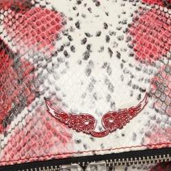 Zadig & Voltaire Red Python Embossed Leather Rock Foldover Clutch Bag
