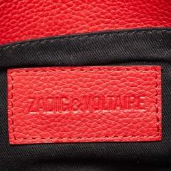 Zadig & Voltaire Red Python Embossed Leather Rock Foldover Clutch Bag
