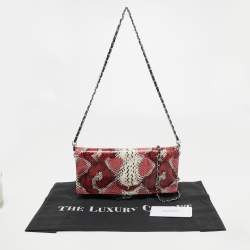 Zadig & Voltaire Red Python Embossed Leather Rock Foldover Clutch Bag