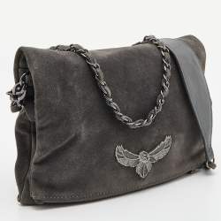 Pre Owned Zadig & Voltaire Grey Suede  Rock Crossbody Bag 